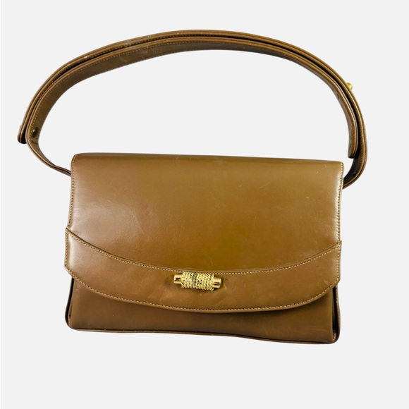 Handbags - Erik For Holiner Vintage Leather Clutch Gold Plated Snap Closure Purse Evening